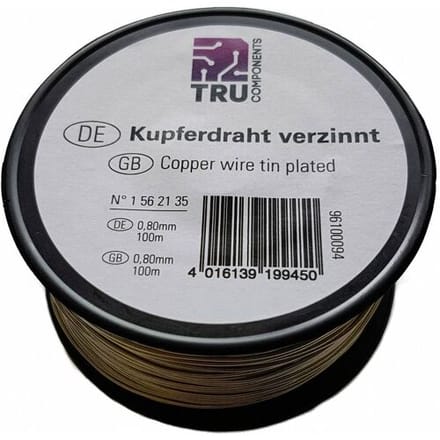 TRU COMPONENTS Koperdraad Buitendiameter (excl. isolatielak): 0.80 mm 22 m