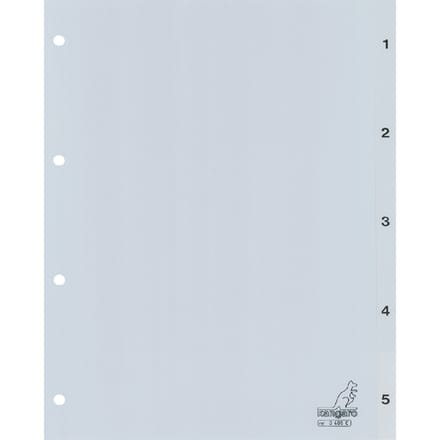 Kangaro tabbladen - A4 - PP 120 micron - grijs - 4-gaats - 5-delig cijfers