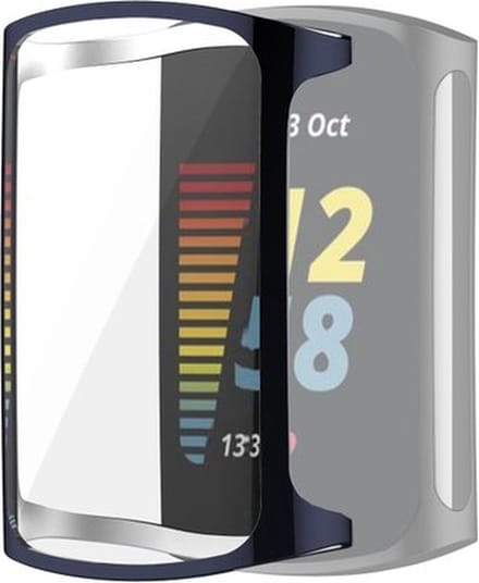By Qubix - Geschikt voor Fitbit Charge 5 - Fitbit Charge 6 siliconen case (volledig beschermd) - Midnight blue
