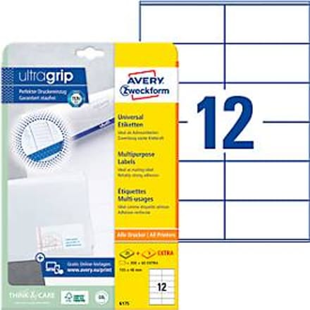 Avery 6175 - Weiß - Rechteck - 105 x 48 mm - A4 - Papier - Universal (6175)