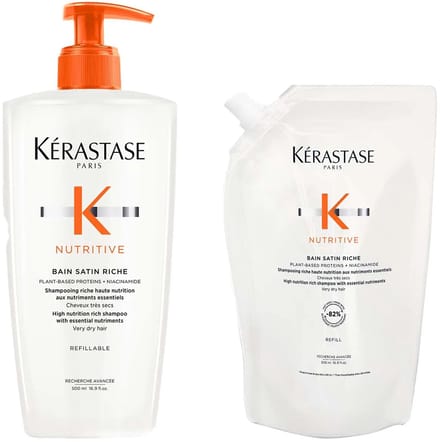 Kérastase - Nutritive Bain Satin Riche Shampoo 500 ml + Refill Shampoo 500 ml - Set