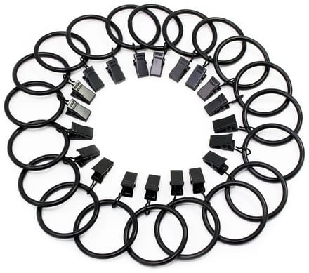 Dailygoods - 20 Stuks Gordijn Clip Ringen, Zwart, 38mm