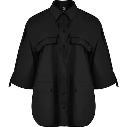 Dames popeline blouse met opgestikte zakken Mat Fashion