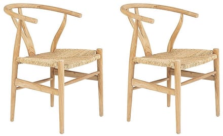 Vente-unique Set van 2 stoelen van teakhout en riet - Kleur: naturel - POGIANA