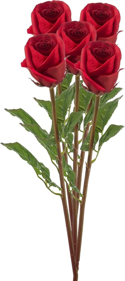 Emerald Kunstbloem Roos Bud tak - 5x - 58 cm - rood - Kunst zijdebloemen