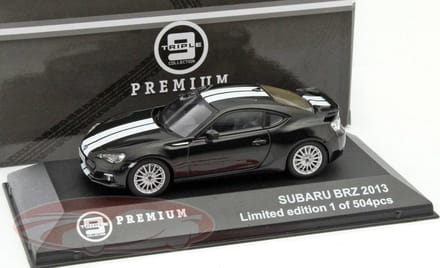 Subaru BRZ 2013 Zwart / Wit 1:43 Triple 9 Collection Limited 504 Pieces