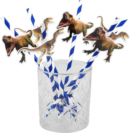 Boland - Set 6 papieren rietjes T-rex - Dino's - Dino - Kinderfeestje