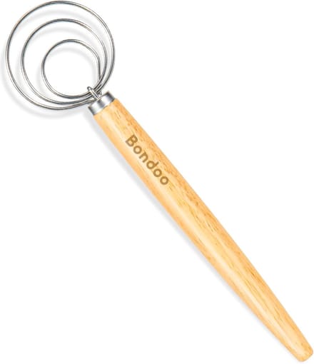 Bondoo Deense Deegklopper - Deegmenger - Eierklopper - Garde - Keukengerei - Hout - Kookspullen - RVS - 3 Ring