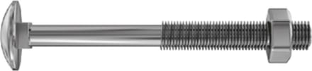 Slotbout met moer. M 7x 60mm. lang. Gegalvaniseerd 5 stuks Houtbout. Ifix.
