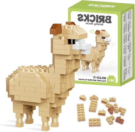Alpaca Bouwstenen - Mini Bouwset - Decoratie Bouwen - Compacte Structuur - 7.5 cm Hoog - Felle Kleuren