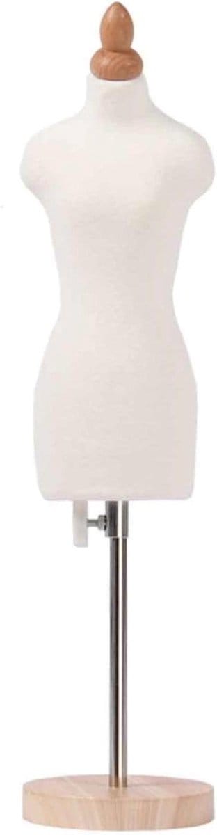 Kleermakerspop Mini - Paspop Model - Kleding Presenteren - In Hoogte Verstelbaar - Schaal 1/3 - Naturel