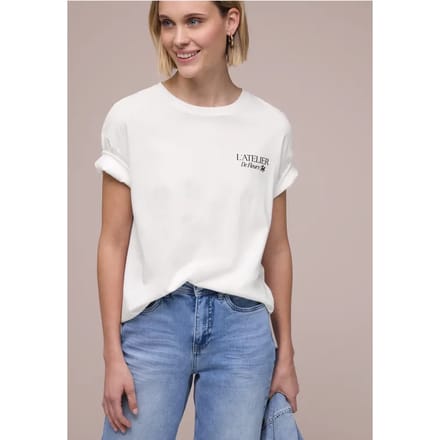 Shirt met ronde hals en opdruk op de rug