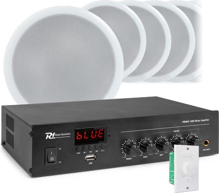 Geluidsinstallatie met PDM45 100V versterker met Bluetooth & 10 CSPB5 plafondspeakers