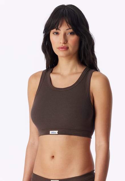 Bustier met fijne rib, donkerbruin - Revival Paula 36