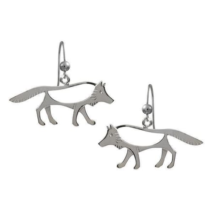 Oorbellen, hang, Zilveren wolf