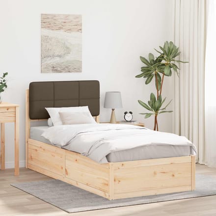 vidaXL - Bedframe - met - Gevoerde - Hoofdbord - Taupe - 90 - x - 200 - cm