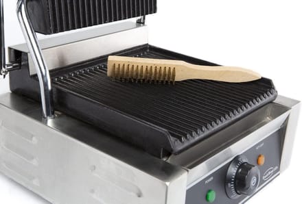 Contactgrill - Panini grill - Professioneel grillen - Geribbelde plaat - 320 x 410 mm - Zilver