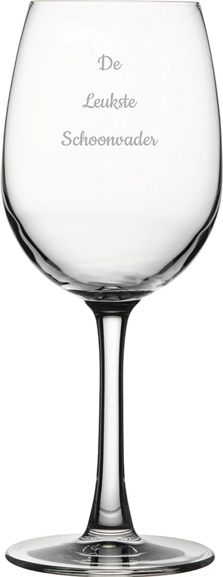 Gegraveerde witte wijnglas 36cl De Leukste Schoonvader