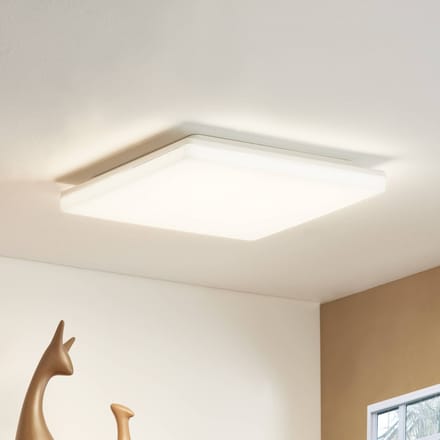 PRIOS - Plafondlamp met sensor - CCT - 1licht - Polycarbonaat - H: 5 cm - wit - Inclusief lichtbron