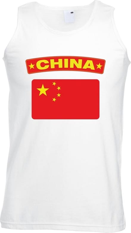 China singlet shirt/ tanktop met Chinese vlag wit heren M