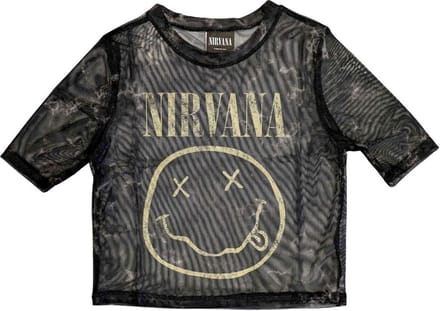 Nirvana - Yellow Happy Face Crop top - M - Zwart