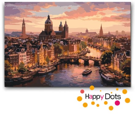 Schilderen op nummer Skyline Amsterdam 40x60cm (HappyDots)