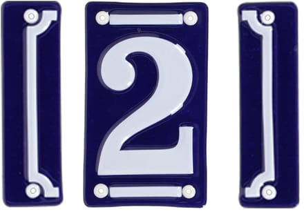 Best for Boots huisnummer 2 - met sierrand - Oudhollands - emaille - blauw/wit