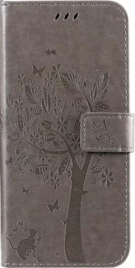 Geschikt voor Samsung Galaxy Note 10 Lite Bookcase - Grijs - Bloemen - Portemonnee Hoesje