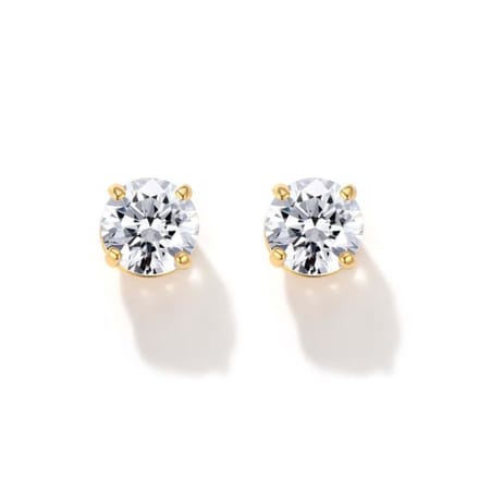 Golden Solitaire Earrings 4mm Gold 18K