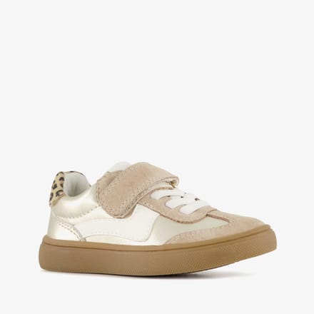 Stap meisjes leren sneakers met metallic - Goud - Maat 21