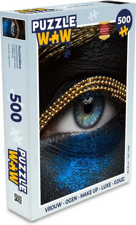 Puzzel Vrouw - Ogen - Make up - Luxe - Goud - Legpuzzel - Puzzel 500 stukjes