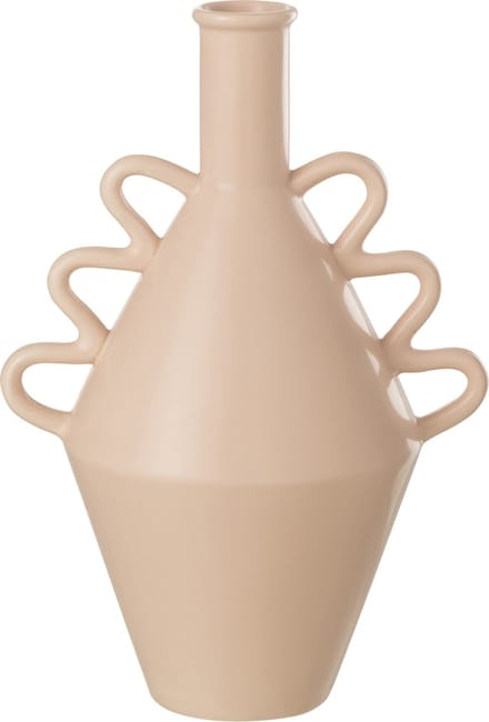 J-Line vaas Golvend Handvat Dolomiet - keramiek - roze - large - 32 cm hoog