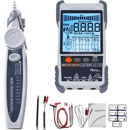 Draagbare 2in1 netwerkkabeltester multimeter LCD-scherm met achtergrondverlichting analoog digitaal veelkleurig