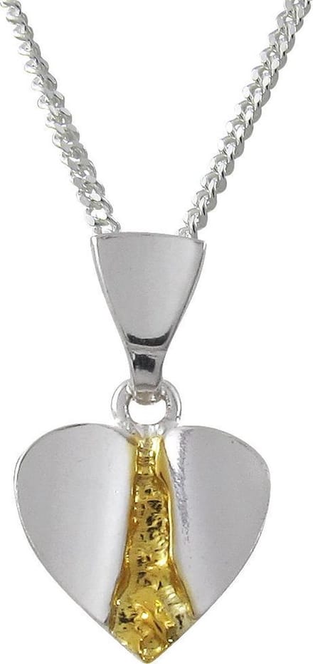 AuBor ®. Hanger. Zilver. Het zilveren hart met gouden rivier.