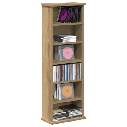 vidaXL - CD - Kast - Artisanaal - eiken - 60 - x - 17 - x - 92 - cm - Bewerkt - hout