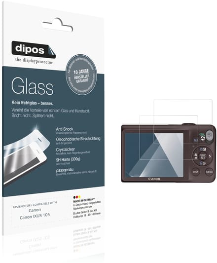 dipos – 2x Pantserfolie geschikt voor Canon Canon IXUS 105 | 9H Screenprotector