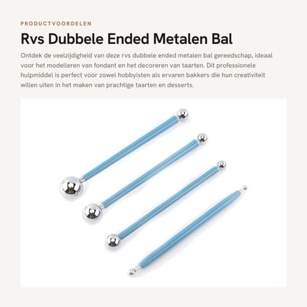 Dailygoods- Modellering Tool RVS - Dubbele Eindige Bal - Gereedschap - Fondant Decoreren - Cake DIY - Stijlvol Ontwerp