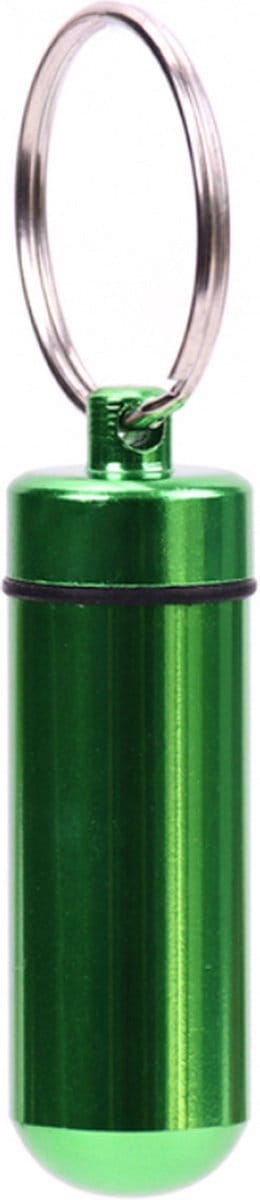 Medicijn koker - Pillen koker - Sleutelhanger - Aluminium - Groen