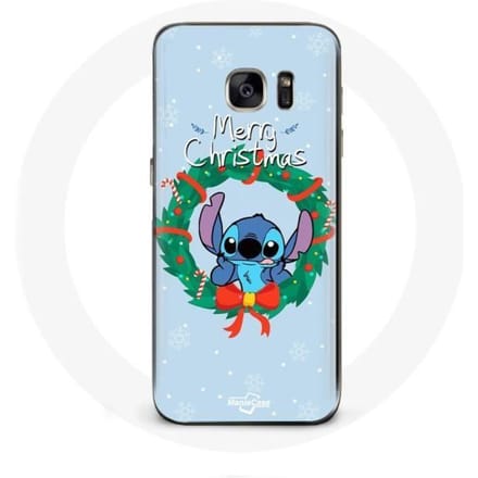 Coque - Samsung - Galaxy S7 - Souple - Stitch neige joyeux Noël - Bleu bleu