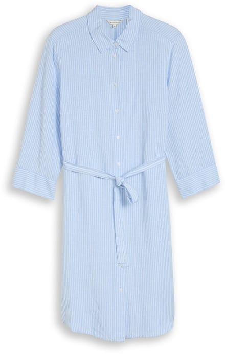 Tom Tailor - Plus Size - Blousejurk met linnen - Maat 46 - fjord blue irregular stripe