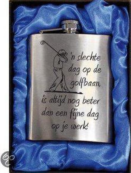 Zakfles - Golfbaan - Golfer (inhoud 210 ml)
