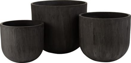 J-Line bloempot Rond Hoog - keramiek - zwart - 3 stuks - Ø 50 cm