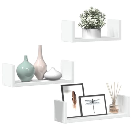 vidaXL - Wandschappen - 3 - st - bewerkt - hout - wit