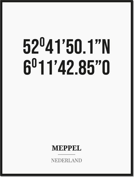 Poster/kaart MEPPEL met coördinaten
