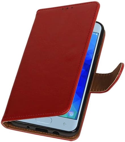 Rood Pull-Up Booktype Hoesje voor Samsung Galaxy J3 (2018)
