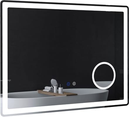 Kleankin badkamerspiegel - ijzer - glas - 80L x 3,8B x 60H cm - wit