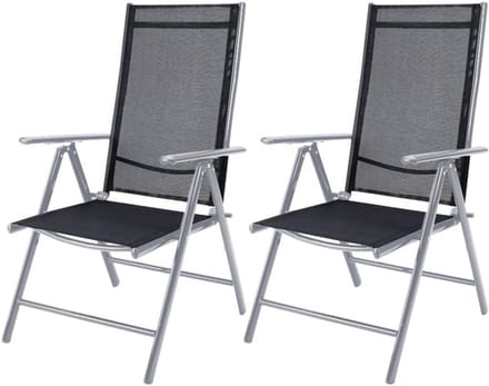 Verstelbare Inklapbare Tuinstoel Set van 2 met Hoge Rugleuning voor Terras en Tuin