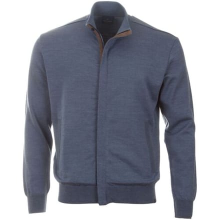 Paul & Shark Vest Summer Wool Full Zip with Alcantara Vintage Indigo / male