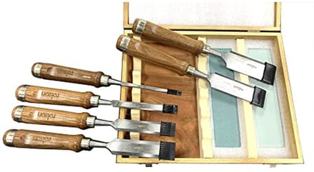 Houten Beitel en Steen Set met Walnoot Handvat - 8 Stuks