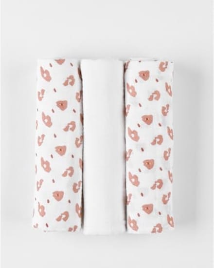 Set van 3 hydrofiele doeken - Biologische mousseline - Beige/Cappucino - Luipaardprint